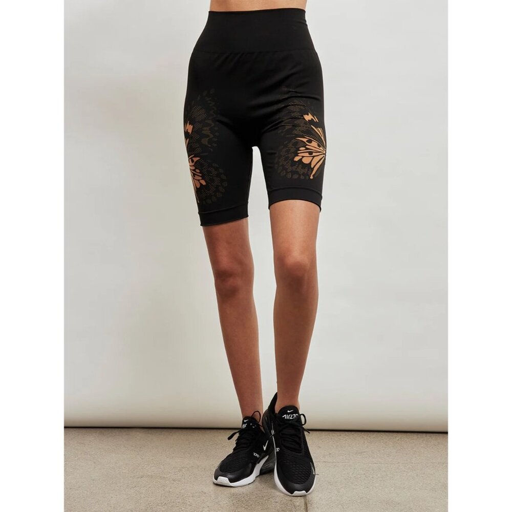 WOLFORD Sporty Butterfly Biker Shorts Black Size XS NWT